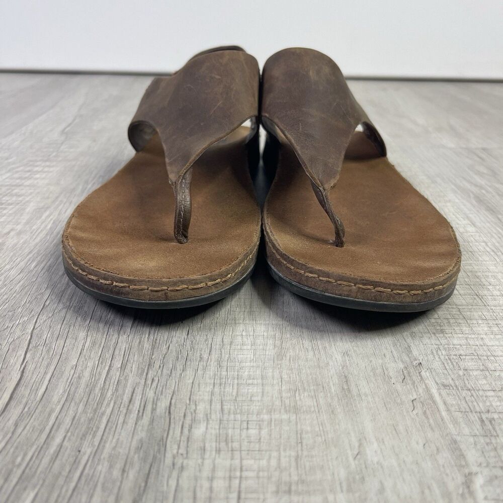Chaco Womens Wayfarer Post Thong Sandals Toffee Leather Slingback Size 10 EUC M - Picture 2 of 9